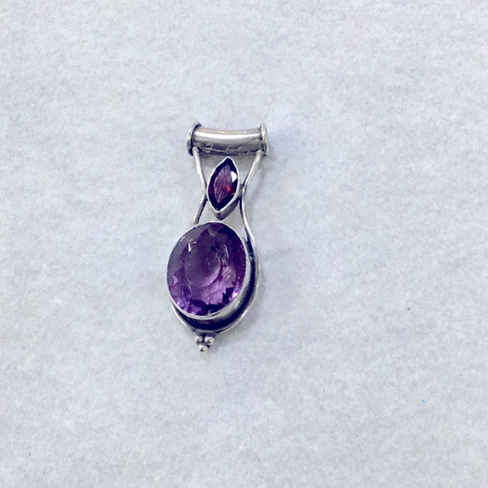 Sterling silver purple and Burgundy Pendant